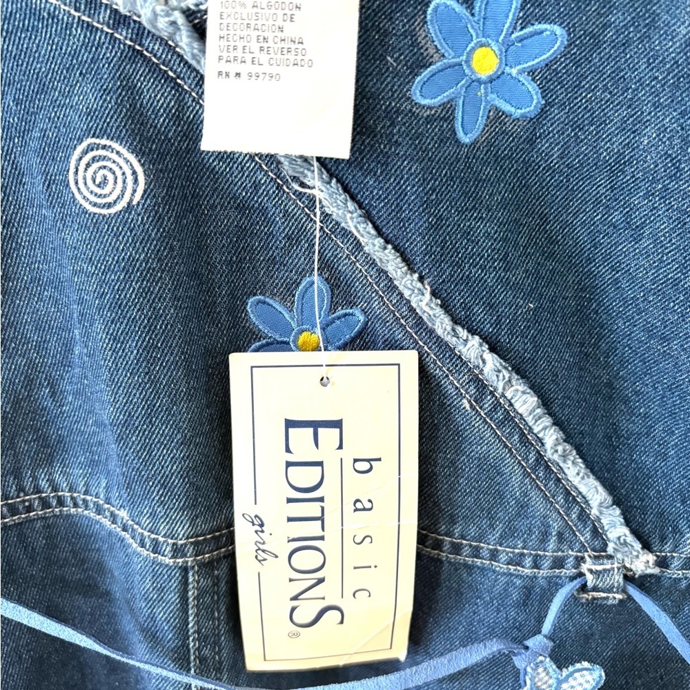 Basic Editions Blue Denim Dress with Floral Embroidery - Picture 3 of 8